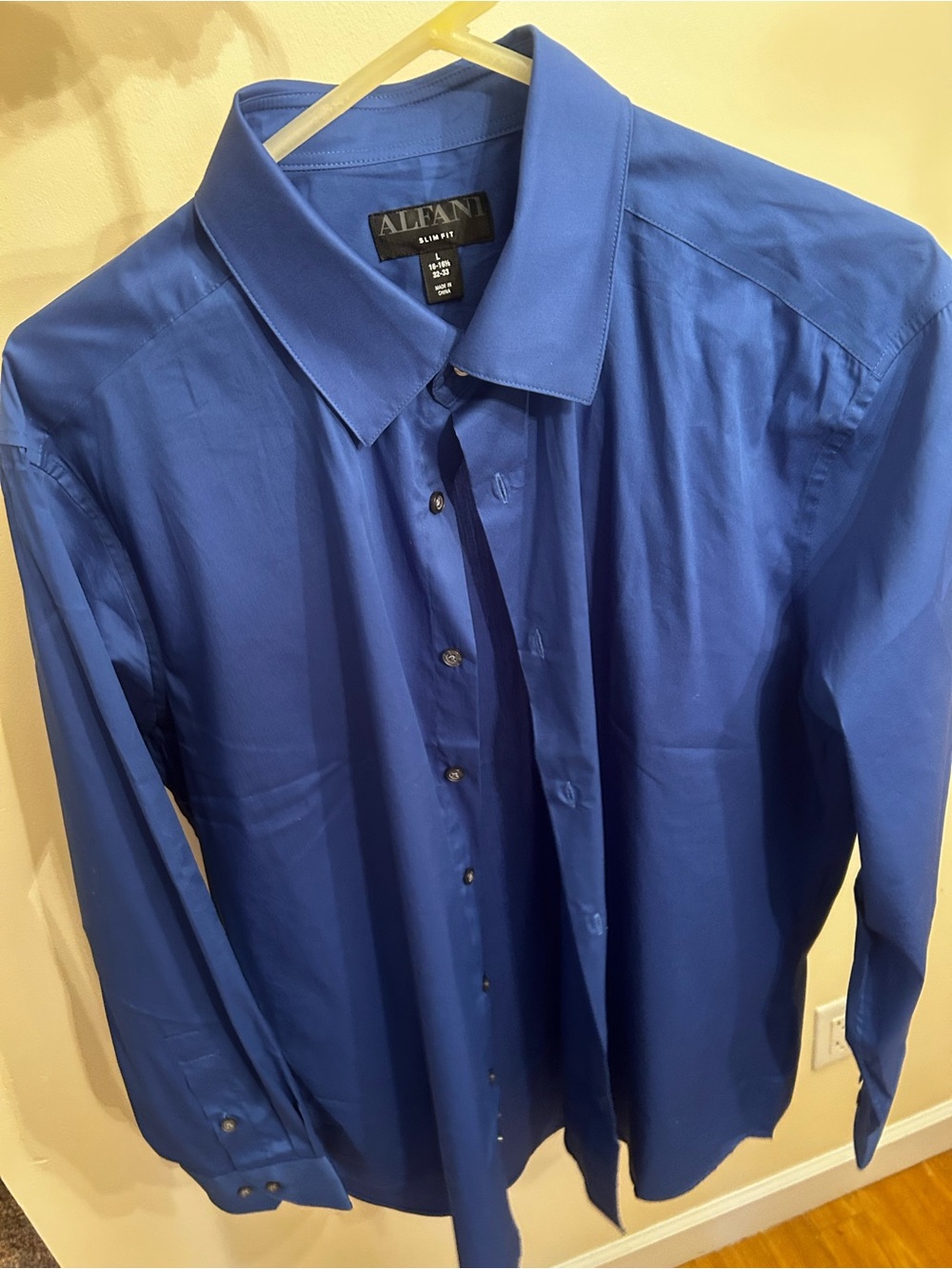 Alfani Men's Deep Blue Dress Shirt - Slim Fit Large